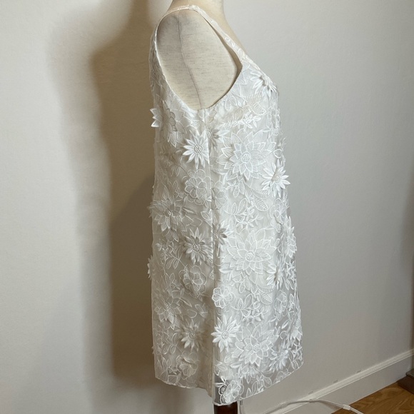 NWT Zara Collection Embroidered Flower Applique Square Neck Shift Mini Dress - Picture 5 of 14
